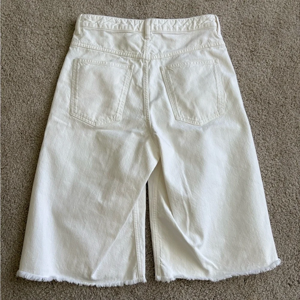 Isabel Marant Natalina wide leg long denim shorts in white size 30